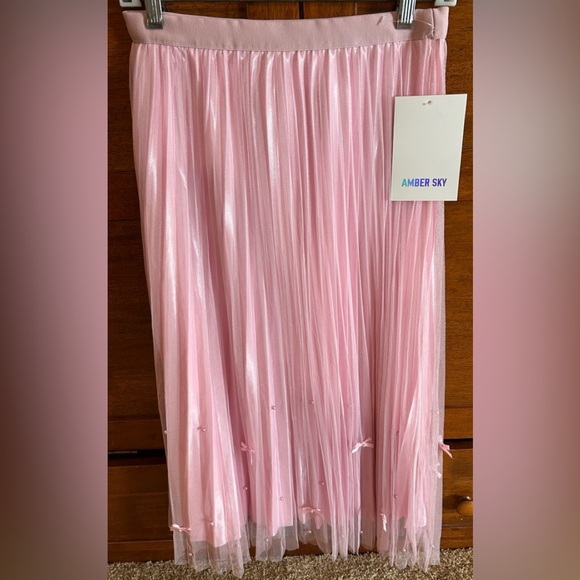 Amber Sky/ Pink Pleated Skirt/ size /L / embellished bottom / STUNNING - Picture 2 of 7